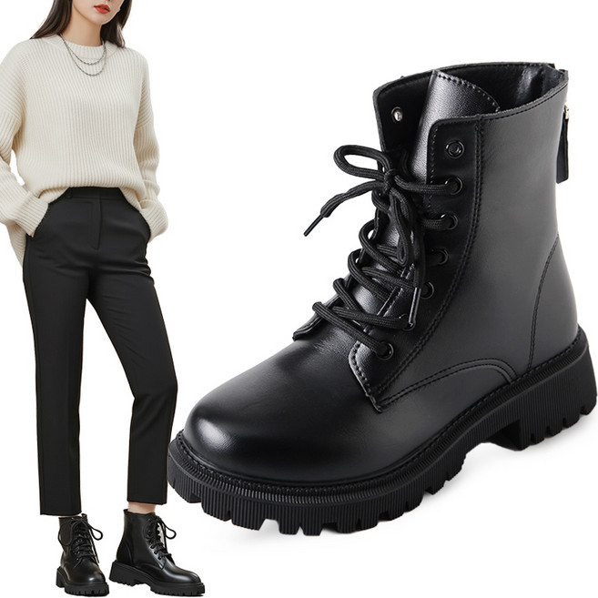 스토리원 여성 사계절용 통굽 레이스업 워커 부츠 SH-WBT-2293