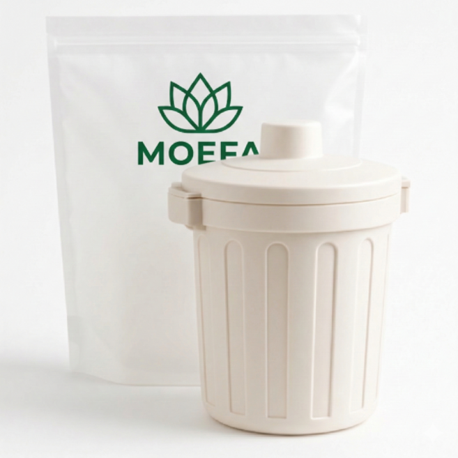 모에파 강력밀폐 미니 음식물 쓰레기통 1L, 1개, 베이지