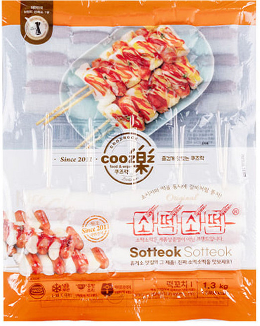푸드올마켓_ 쿠즈락 떡꼬치I 1.3kg /소떡소떡/냉동 한박스 (1.3kg x 8ea)-아이스박스무료, 8개