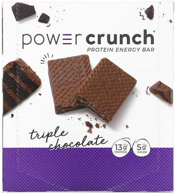 BNRG Power Crunch 프로틴 에너지 바 트리플 초콜릿 바 12개 각 40g(1.4oz), 1박스, 40g