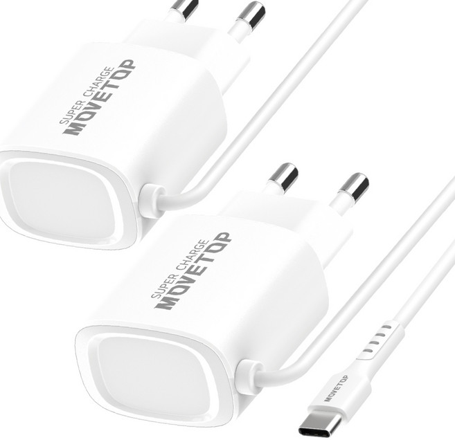 무브탑 25W 초고속 C타입 일체형 충전기 PPS PD GaN, 화이트, 2개
