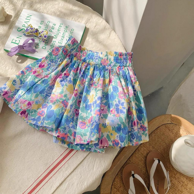 韓國兒童碎花短褲 花苞裙褲