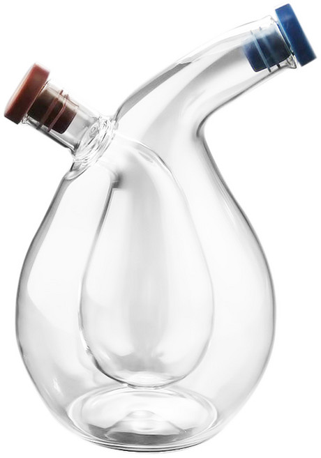 주방 2-in-1 오일 디스펜서 디자인 식초 크루엣 올리브 캔 오일 퍼러 조미료 디스펜서 병, 투명한, 1개