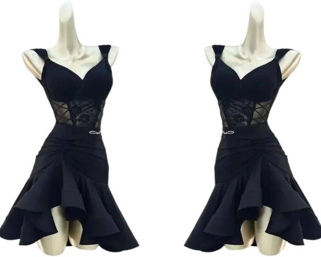 여성댄스복 망사 섹시 진자 스커트 룸바 성인 슬림핏 패션 백 댄스 댄스스커트