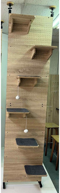 寵傢好 台灣製 免釘牆頂天立地貓跳台(三種尺寸) 洞洞板 貓爬架 貓窩, 黑砂鐵管/木紋 120*60公分, 1個