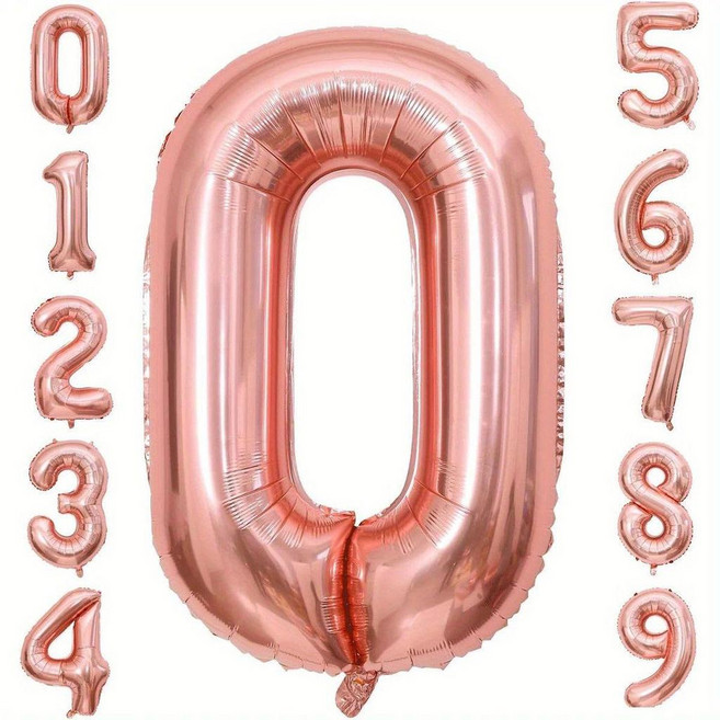 32寸充氣氣球生日拍照數字氣球場景生日派對鋁膜裝飾佈置道具, 32寸玫瑰金氣球+充氣吸管,3, 1個