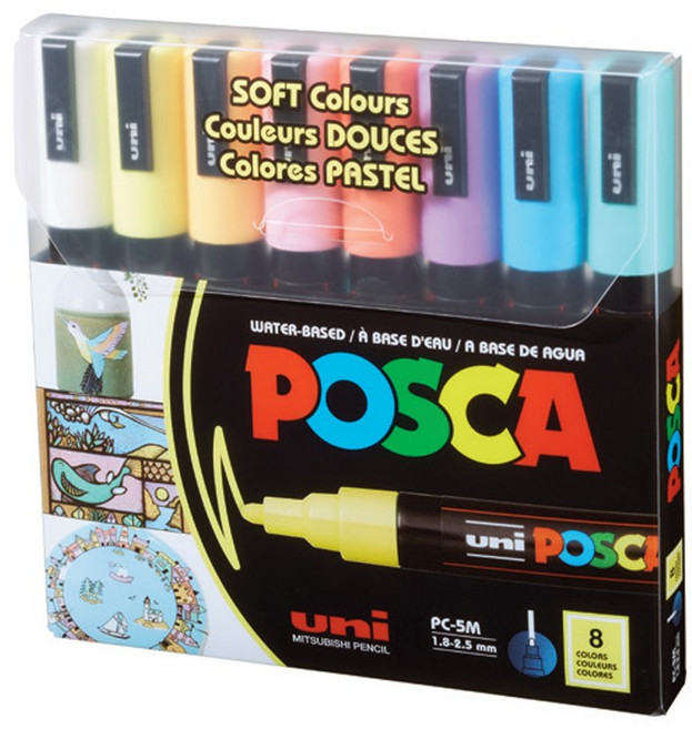 포스카 굵은 글씨용 컬러마카 PC-5M 소프트, 8색, 1세트