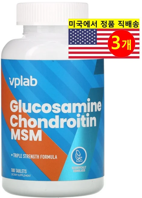 Vplab 글루코사민 콘드로이틴 MSM 180정 콘드로이친, 3개 - 쿠팡