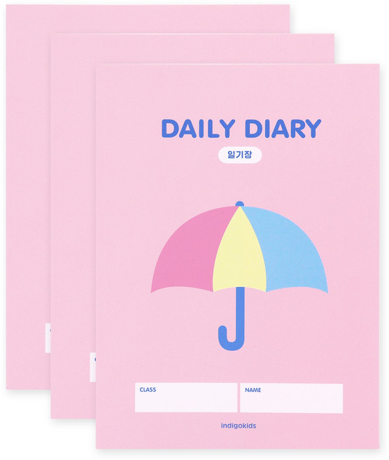 인디고어린이 초등 우리학교 고학년 좁은칸 일기장, 핑크세트, 핑크, 3개
