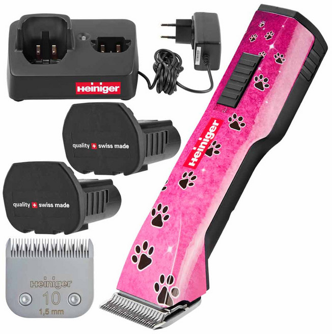 Heiniger 하인이거 Saphir Pink 클리퍼 배터리 2개 및 쉐이빙 헤드 포함