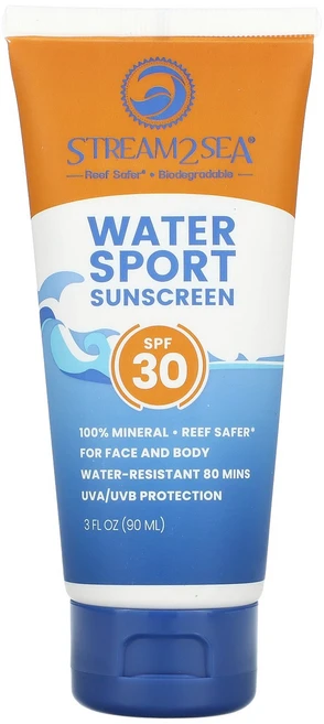 Stream2Sea 수상 스포츠 자외선 차단제 SPF 30 무향 90ml(3fl oz) Stream2Sea (스트림투씨), Stream2Sea, 수상 스포츠 자외선 차단제, SP, 1, 90ml - 쿠팡