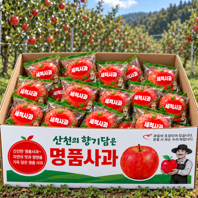 단독초특가 껍질째먹는 꿀 부사 세척사과, 1박스, 2kg