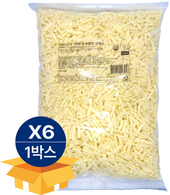 썬리취 디오 S100 모짜렐라 피자치즈 자연100 PA 2.5kg 냉장 X 6봉, 6개