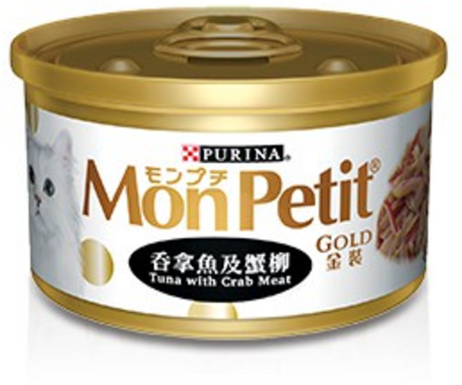 MonPetit 貓倍麗 貓金罐 85g 吞拿魚及白飯魚 主食罐, 1個, 貓倍麗金罐-鮪魚蟹肉拼盤*24
