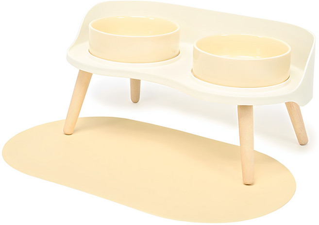 헬로우펫 강아지 밥그릇 고양이 애견 반려동물 식기 물그릇 2구, 버터 옐로우, 1개, 10cm