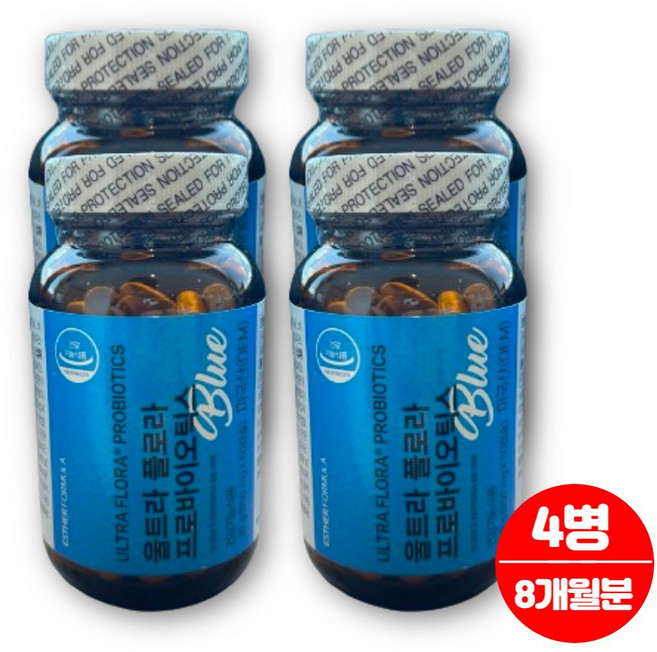 여에스더 닥터 에스더 울트라 플로라 프로바이오틱스 블루 유산균 100억 보장 신바이오틱스 프로바이오스틱 아기 어린이 임산부 온가족 영양제, 60정, 4박스