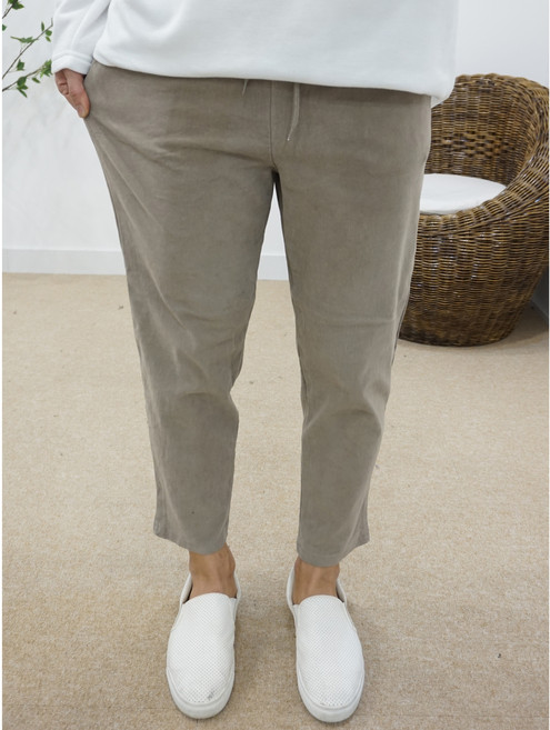 남자 겨울 양기모 반배기 테이퍼드핏 기본 9부 밴딩바지