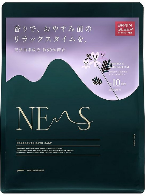 FITS CONDITIONING (피츠컨디셔닝) 넴스 바스솔트 허벌 제라늄 600g 입욕제 라벤더 수면, 1개