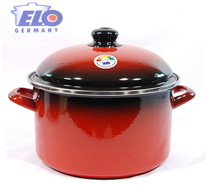 ELO 법랑냄비 24cm높은형 곰솥 빨간범랑 큰냄비 인덕션겸용 직화 튀김 이엘오 양수, 1개
