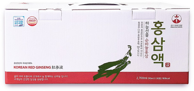 순하늘홍삼 오직 홍삼만을 넣고달인 홍삼액 90ml 30포, 30개