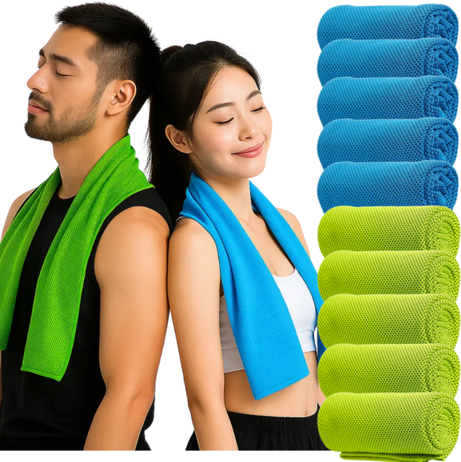 초이남 초경량 아이스 쿨타올 다용도 스포츠 수건 10장, 그린블루, 1세트