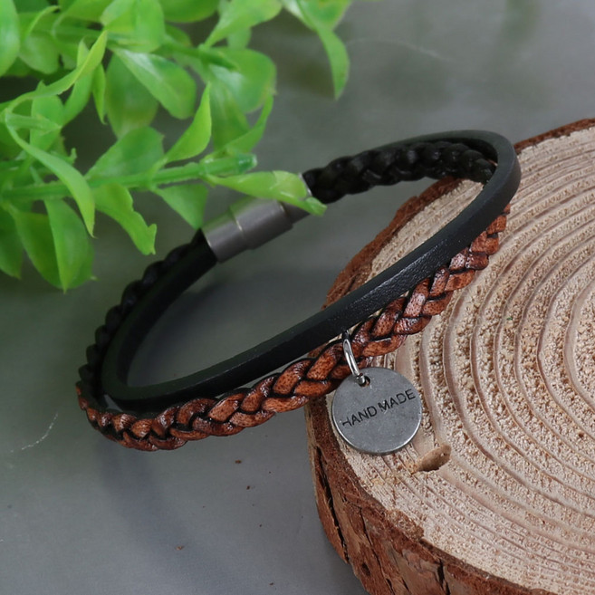 B27 루카스 가죽 두줄 팔찌 2줄 레이어드 패션 뱅글 커플 남자 남성 여자 팔찌 악세사리