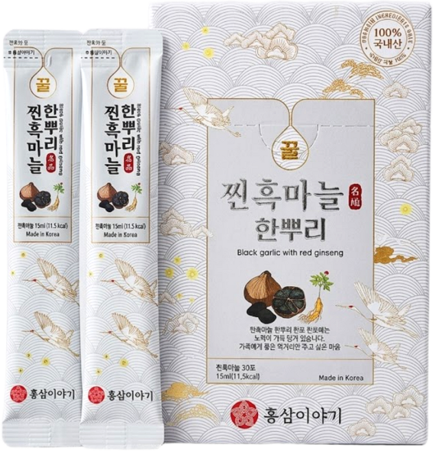 [홍삼이야기] 진한 고농축 홍삼 흑마늘 진액 스틱, 30개, 15ml