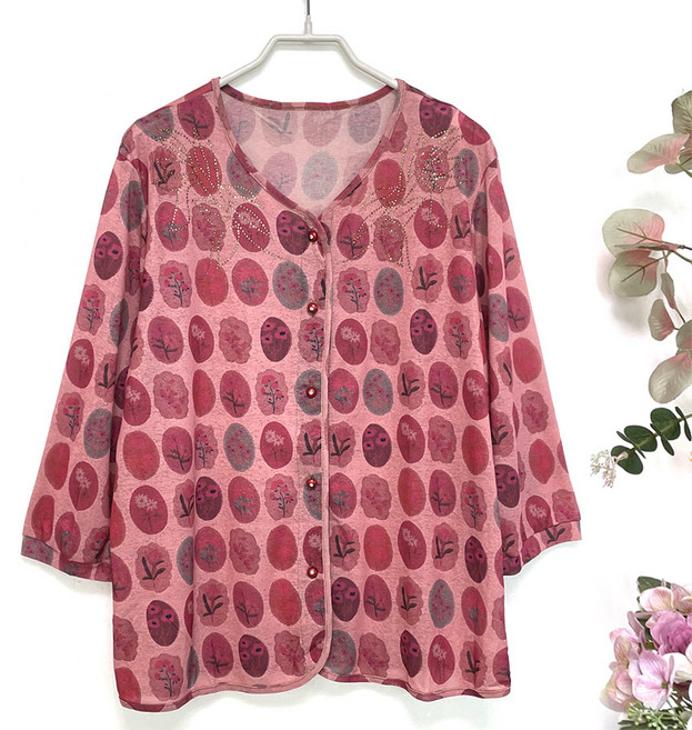 국민할매 할머니옷 엄마옷 여름 콩단추 핫픽스 7부 가디건[SH-1932]요양원옷 중년 여성의류