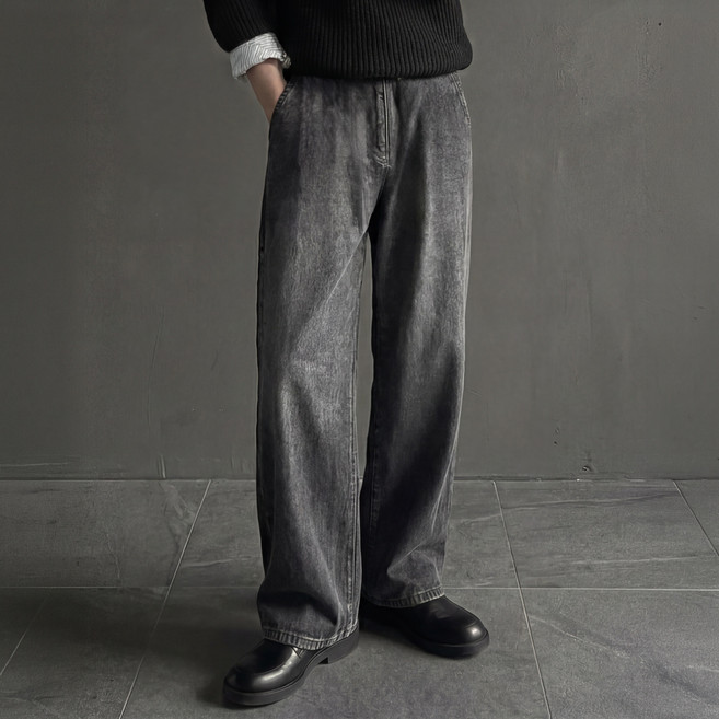 네로즈 샌드 워싱 세미 와이드 청바지