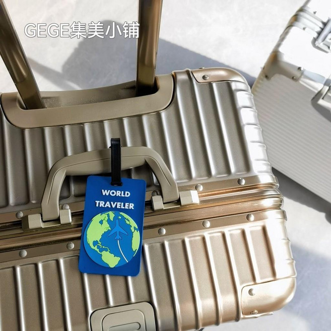 環保硅膠行李牌 創意飛機地球圖案掛牌 旅行登機牌 防丟識別牌