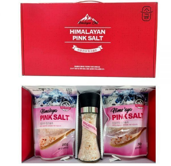 히말라야 핑크소금 선물세트 4호 그라인더 포함 핑크솔트 답례품, 1개
