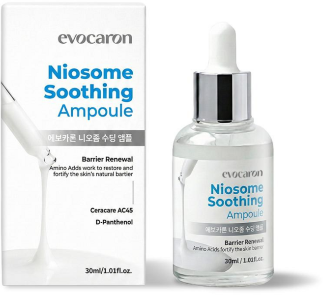에보카론 니오좀 수딩 앰플 히알루론산 스킨 수분 부스터 진정 피부 장벽 강화, 1개, 30ml