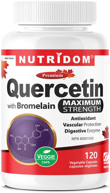 뉴트리돔 캐나다 케르세틴 600mg + 브로멜라인 100mg 120베지캡슐 고함량 퀘르세틴 Quercetin with Bromelain, 1개, 120정