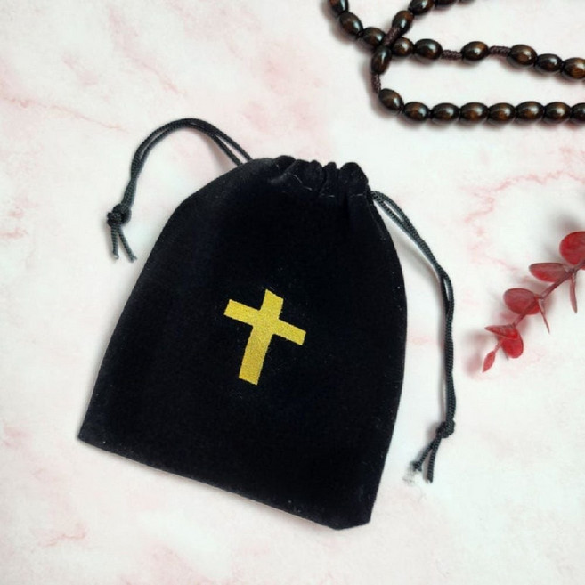 크로스 패턴 블랙 벨벳 주머니 9cmx12cmbig7+2lOA