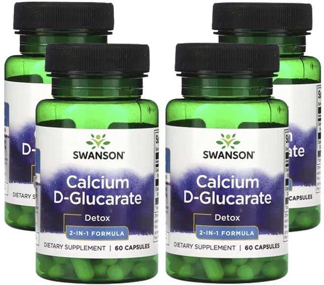 스완슨 칼슘 d-글루카레이트 디톡스 2-In-1 포뮬라 캡슐 60정, 4개 - 쿠팡