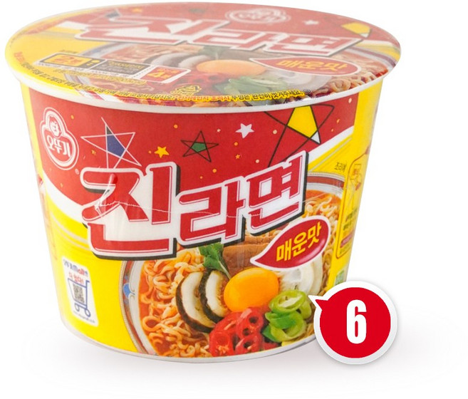 오뚜기 진라면 매운맛 컵 110g, 6개
