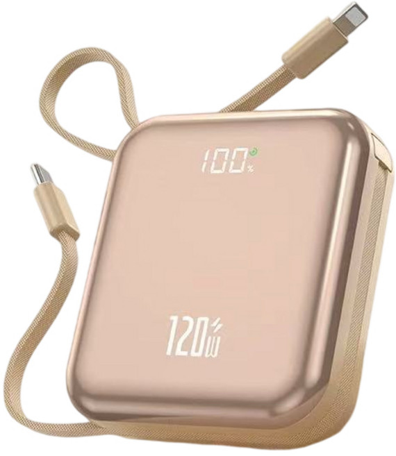 XINGTU 行動電源 20000mAh 22.5W 快充 輕巧隨身充, 香檳金【自帶雙線+智能數顯】