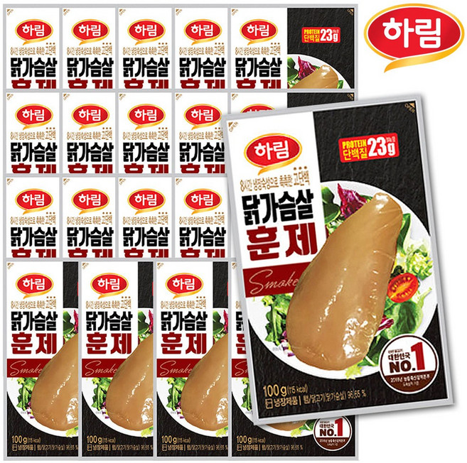 하림 닭가슴살 훈제, 100g, 20개
