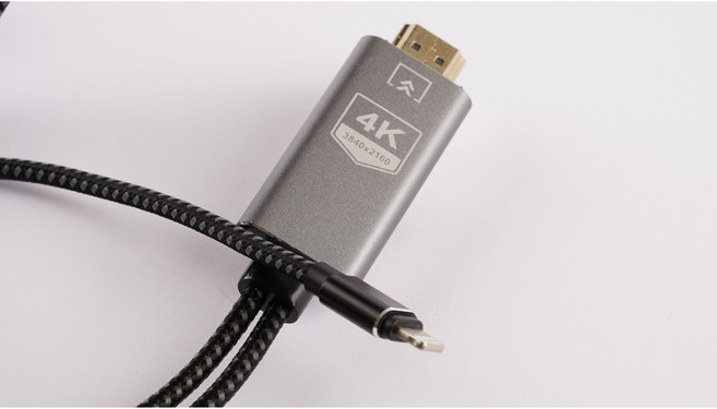 手機投影轉接線 iPhone 轉 HDMI 60Hz 4K影音 隨插即用, 1個, 黑色