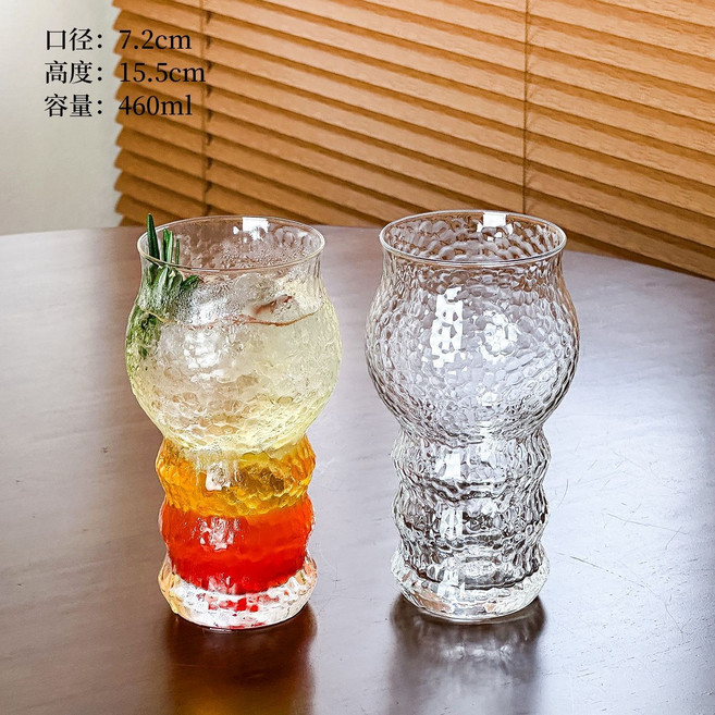 ins風創意玻璃杯高顏值家用精釀啤酒杯維羅特扎啤杯香檳杯果汁杯, 1個, 錘紋-果汁杯【特惠2支】