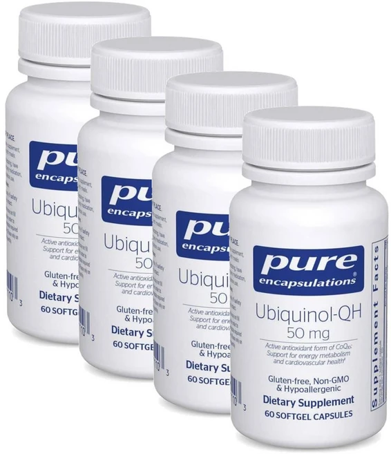 퓨어인캡슐레이션 유비퀴놀 QH 50mg 소프트젤 Pure Encapsulations Ubiquinol-QH, 60정, 4개 - 쿠팡