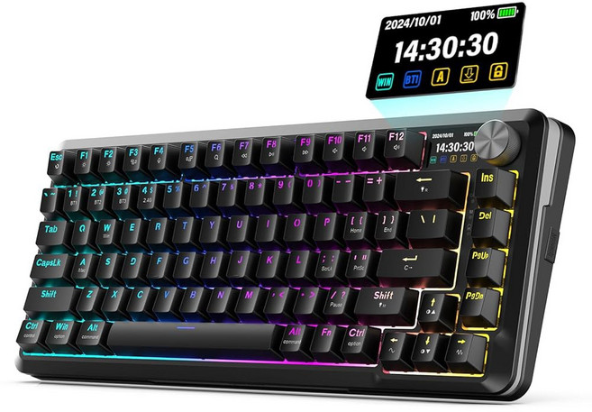 레드라곤 K708 프로 무선 기계식 게이밍 키보드 - 개스킷 장착 RGB 백라이트 81개의 사용자 지정 가능한 키 3-모드(2.4G/블루투스/USB) 핫 스왑 프리 윤활 스위, Black