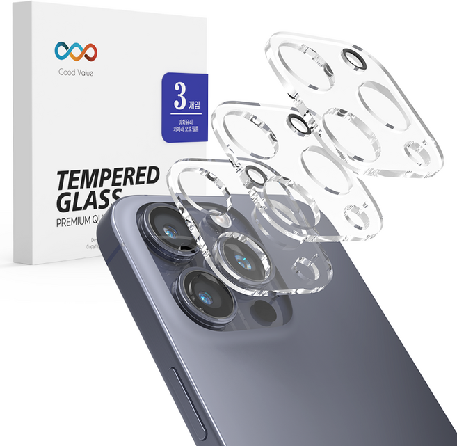 굿밸류 후면 카메라 렌즈 강화유리 보호필름 3p 세트, 1세트
