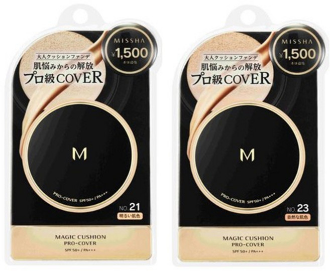 MISSHA Pro-Cover 遮瑕升級 防曬 SPF50 氣墊粉餅, 1個, 23自然色, 23自然色