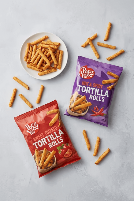 POCO LOCO 甜番茄玉米捲 Tortilla Rolls 125g, 1個, 辣味玉米捲 2026.08.06