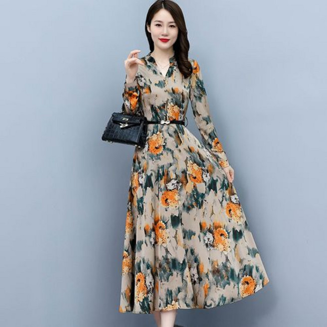 뉴욕멋쟁이 라타 브이플라워 원피스 여성 봄 원피스 (55~88사이즈까지)