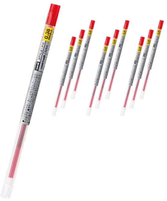 스타일핏 유니볼 시그노 젤잉크 리필심 UMR-109 0.38mm, 레드, 10개