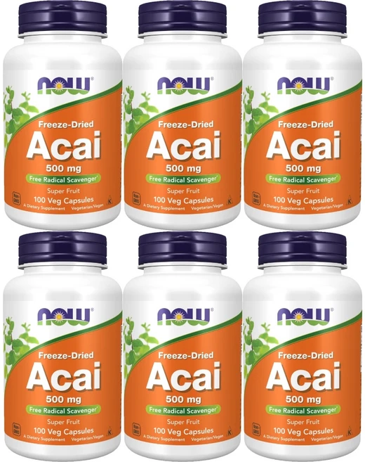 나우푸드 동결건조 아사이 추출물 500mg 베지캡슐, 100정, 6개 - 쿠팡