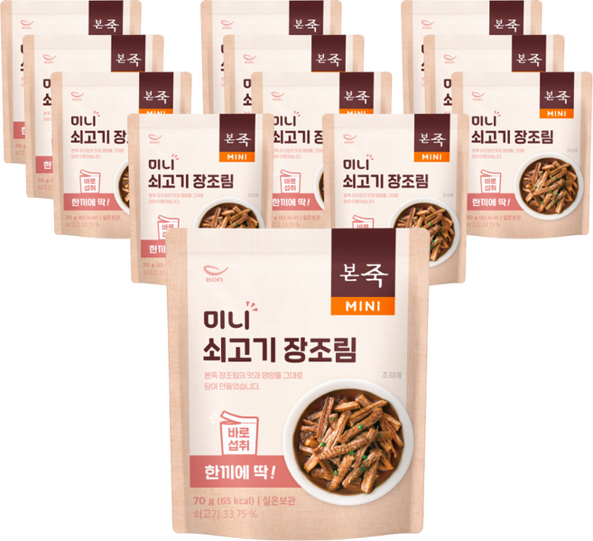본죽 미니 소고기 장조림 반찬, 70g, 12개