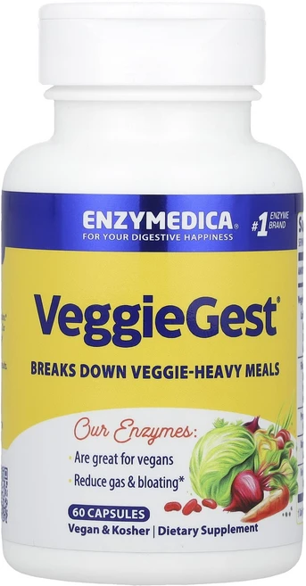 Enzymedica VeggieGest® 캡슐 60정, Enzymedica VeggieGest 캡슐 60정, 1개 - 쿠팡